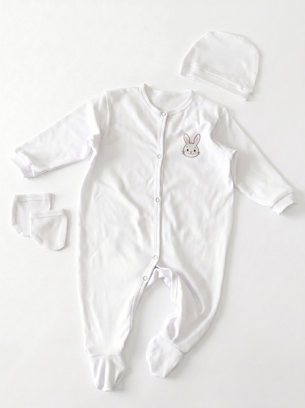 Grenouillère Bébé – Blanc Lapin