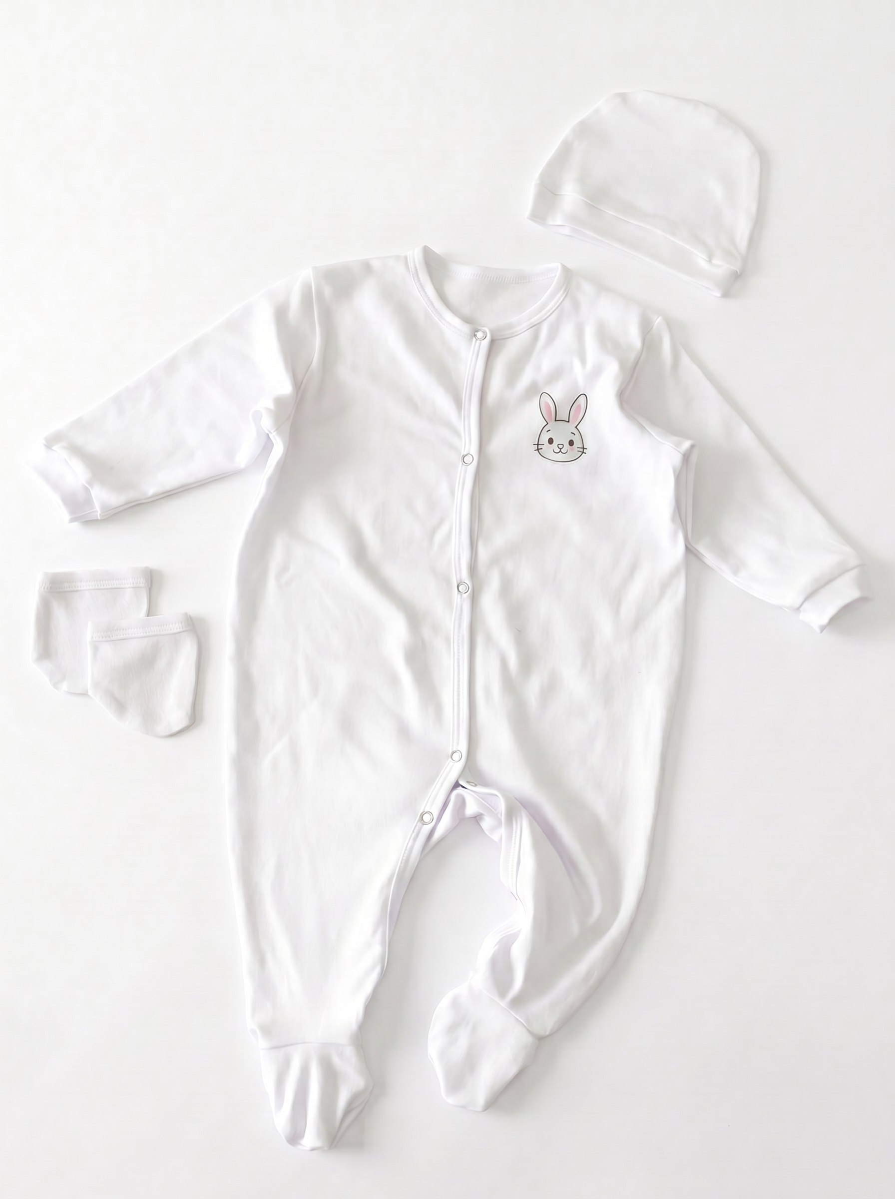 Grenouillère Bébé – Blanc Lapin