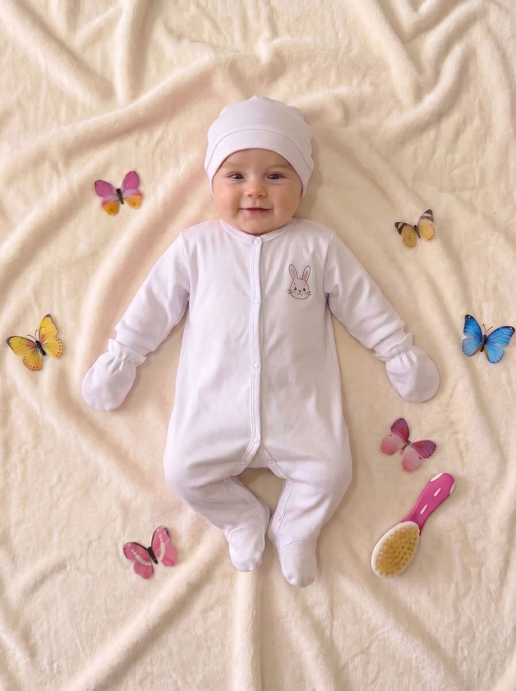 Grenouillère Bébé – Blanc Lapin