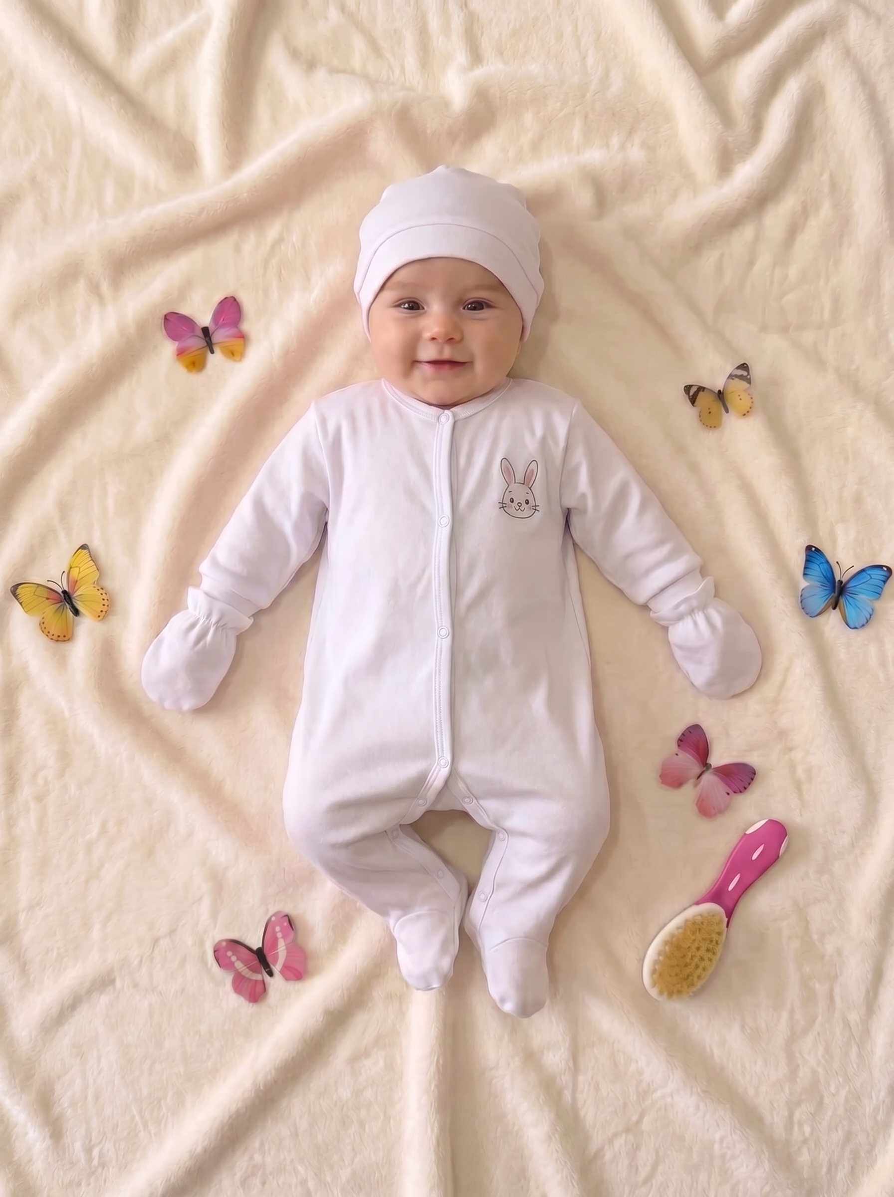 Grenouillère Bébé – Blanc Lapin