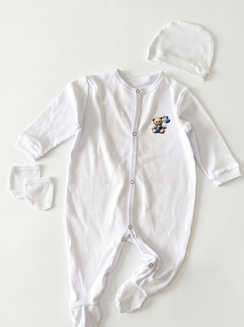 Grenouillère Bébé – Blanc Ours & Ballons