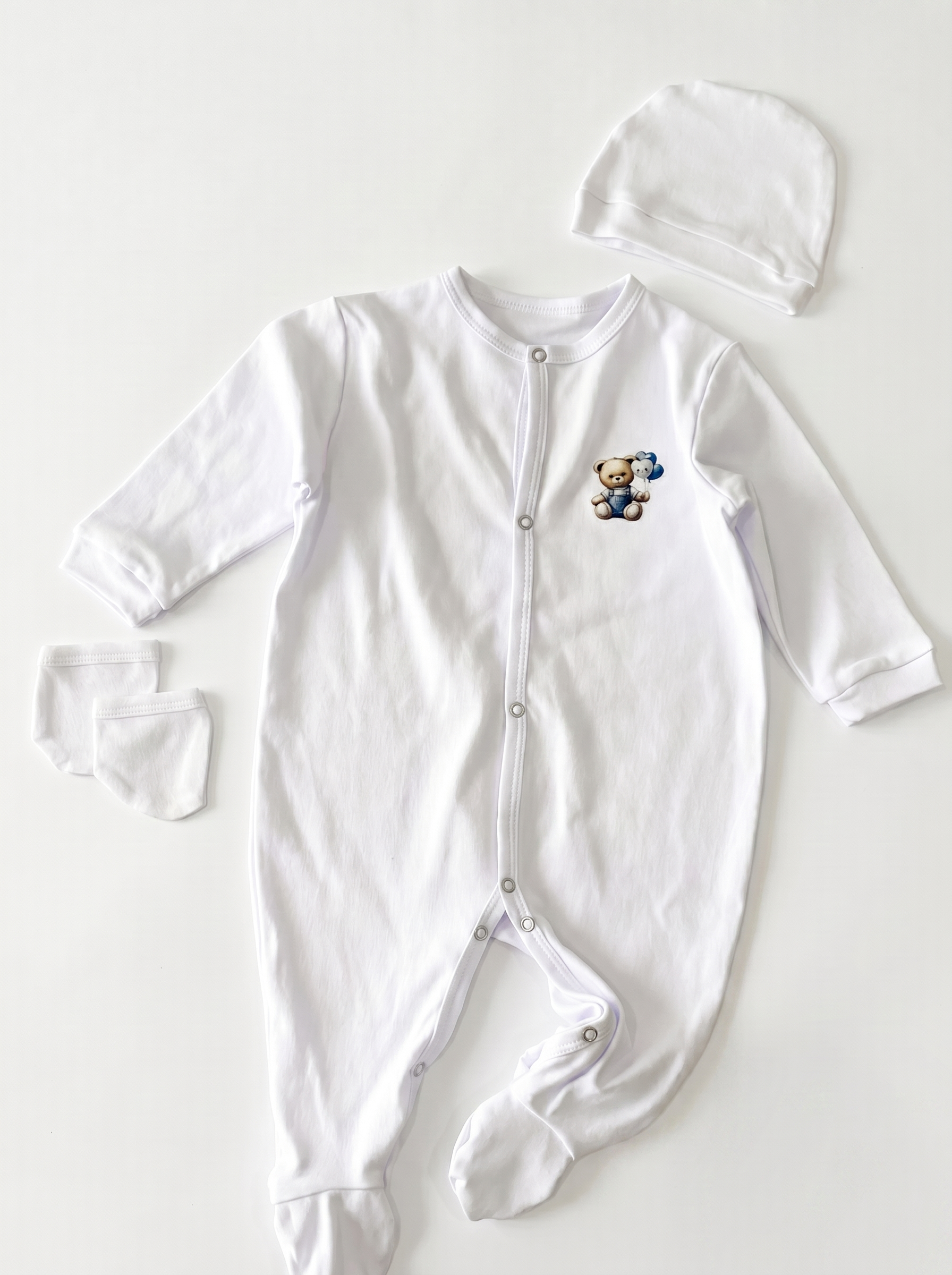 Grenouillère Bébé – Blanc Ours & Ballons