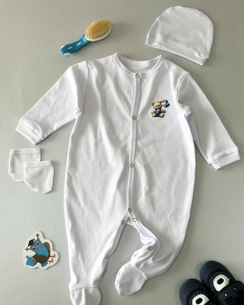 Grenouillère Bébé – Blanc Ours & Ballons