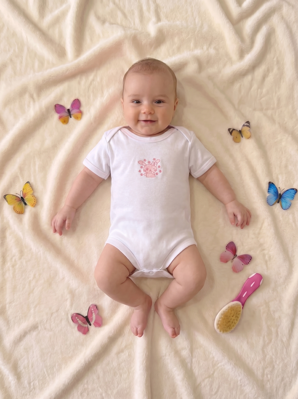 Lot de 3 Bodies Bébé Demi-Manche – Rose Lapin