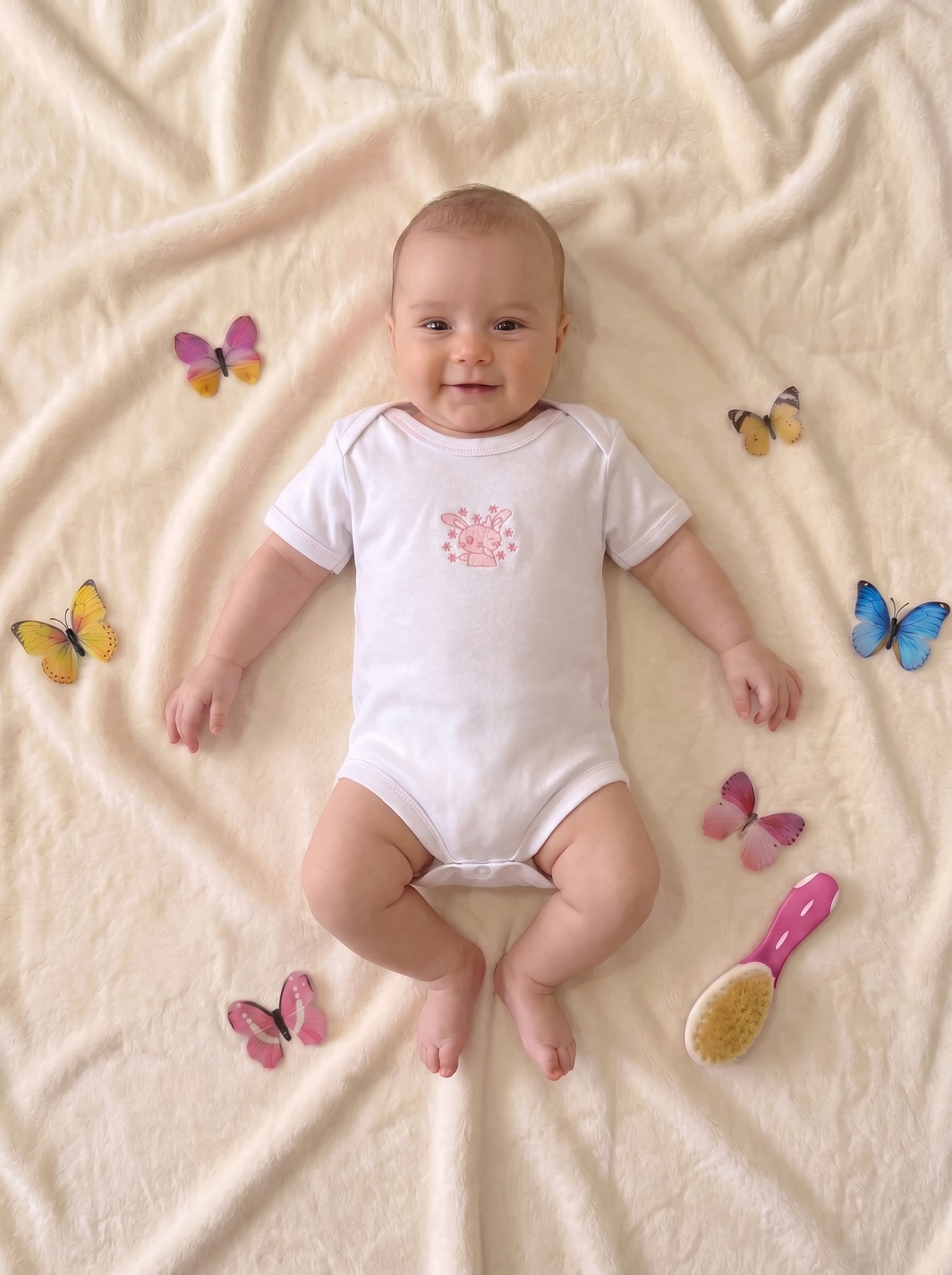 Lot de 3 Bodies Bébé Demi-Manche – Rose Lapin