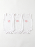 Lot de 3 Bodies Bébé Sans-Manche – Rose Lapin