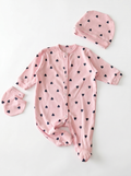 Grenouillère Bébé – Rose Cœurs