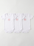 Lot de 3 Bodies Bébé Demi-Manche – Rose Lapin