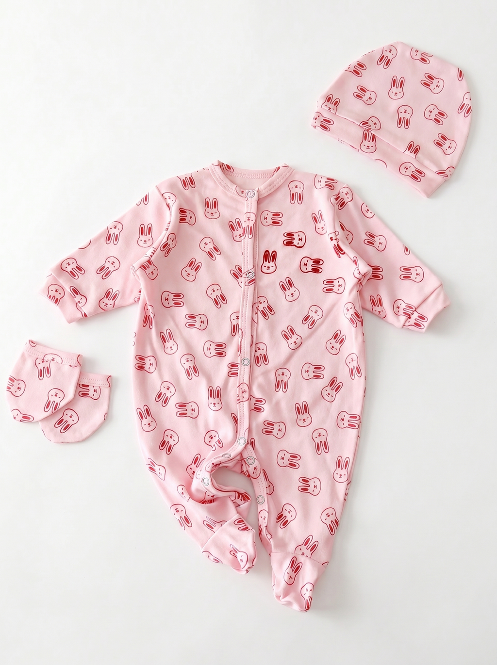 Grenouillère Bébé – Rose Lapin