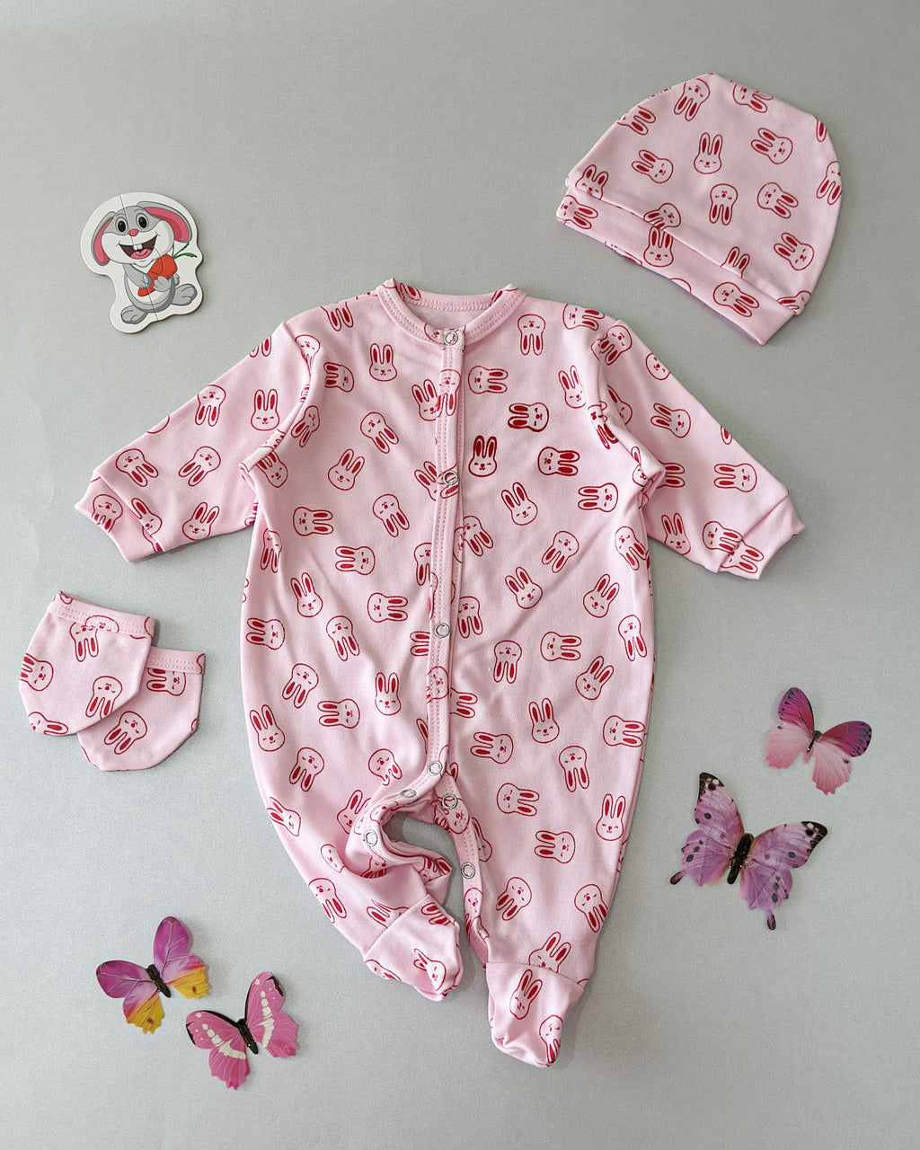 Grenouillère Bébé – Rose Lapin