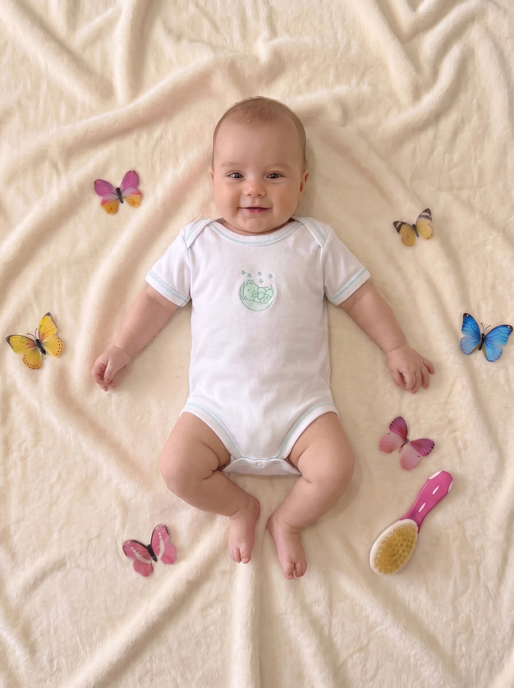 Lot de 3 Bodies Bébé Demi-Manche – Bleu Ciel Ours