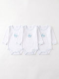 Lot de 3 Bodies Bébé Manche Longue – Bleu Ciel Ours