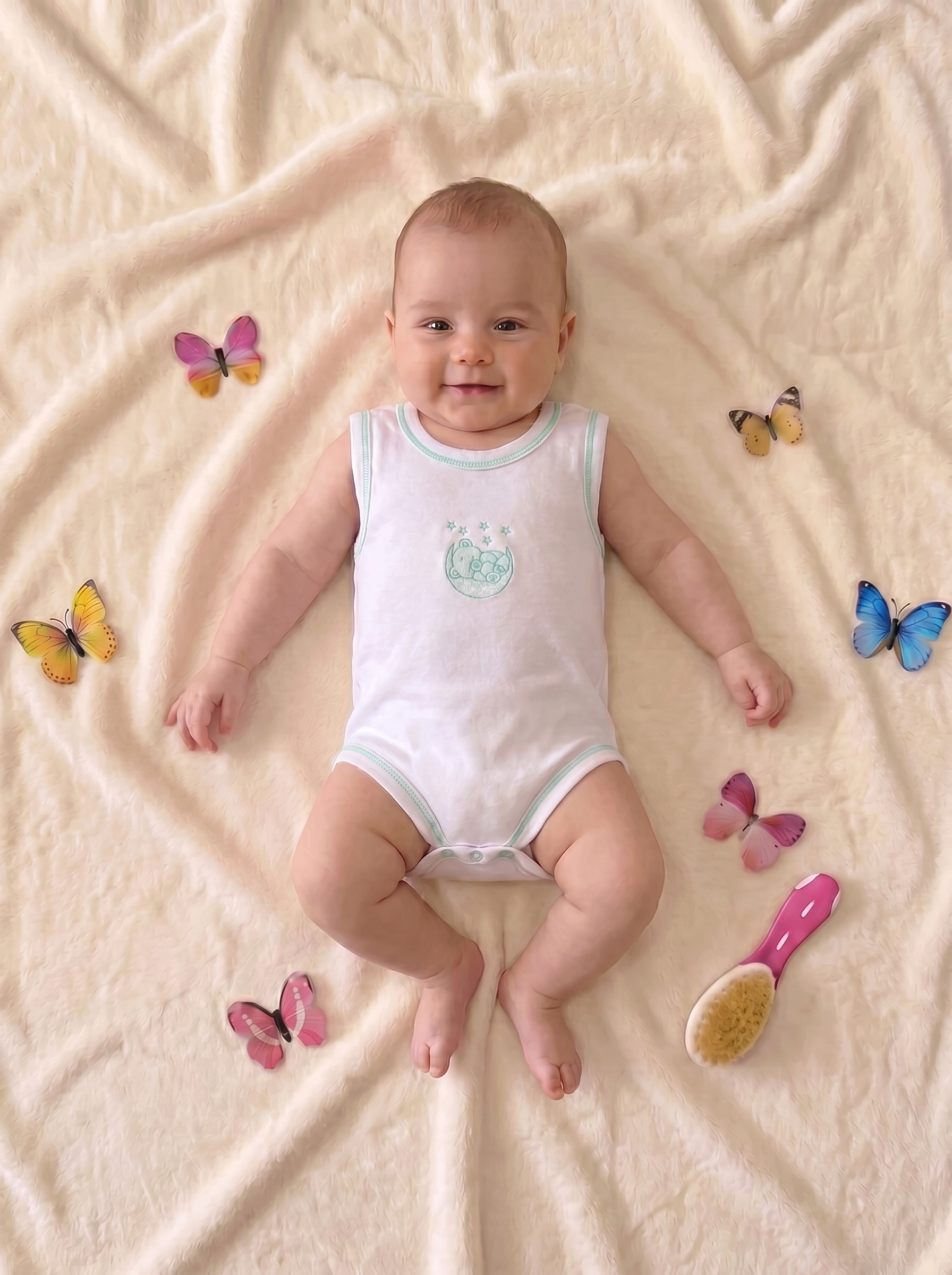 Lot de 3 Bodies Bébé Sans-Manche – Bleu Ciel Ours