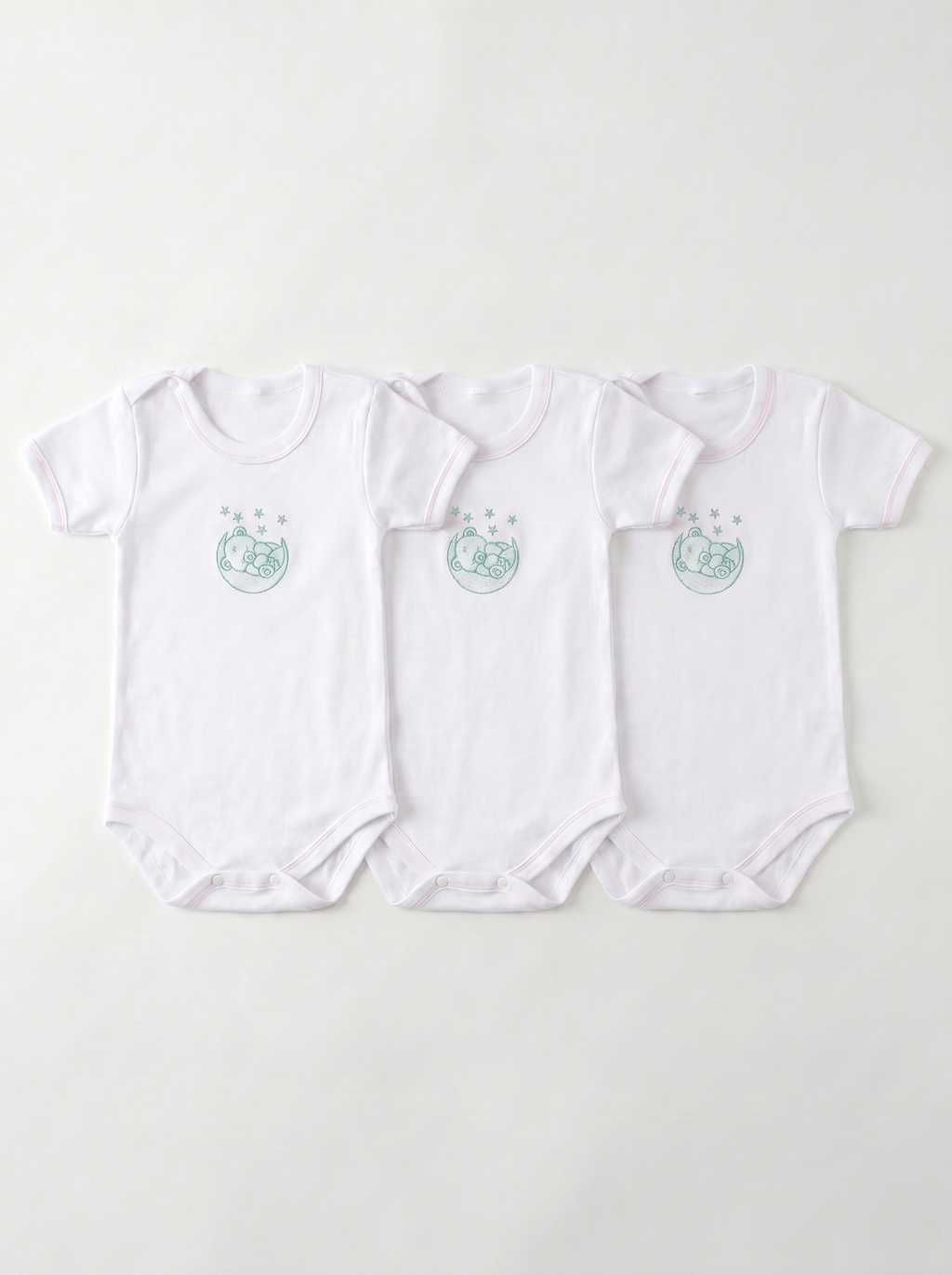 Lot de 3 Bodies Bébé Demi-Manche – Bleu Ciel Ours