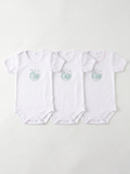 Lot de 3 Bodies Bébé Demi-Manche – Bleu Ciel Ours
