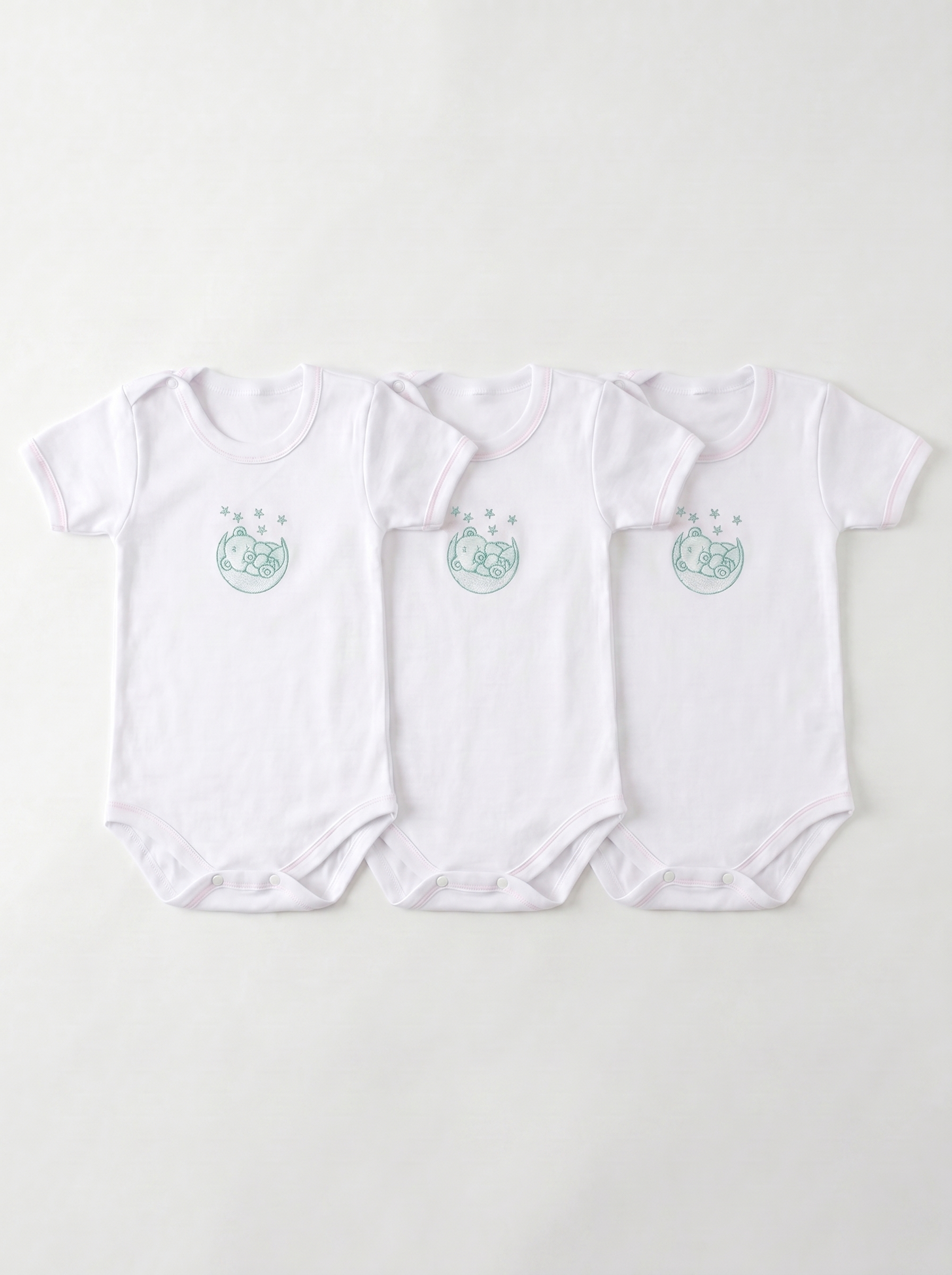 Lot de 3 Bodies Bébé Demi-Manche – Bleu Ciel Ours