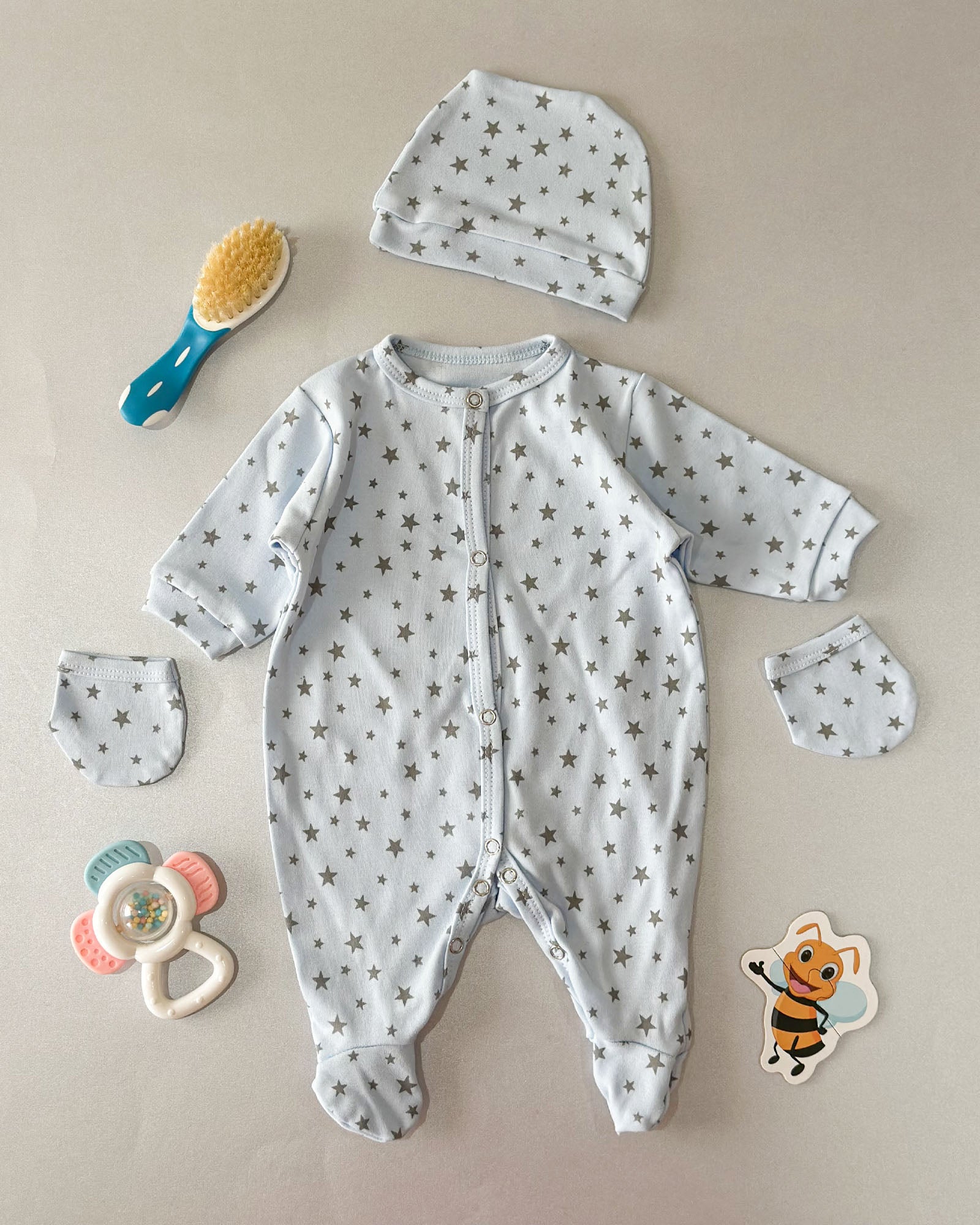 Grenouillère Bébé – Bleu Étoiles