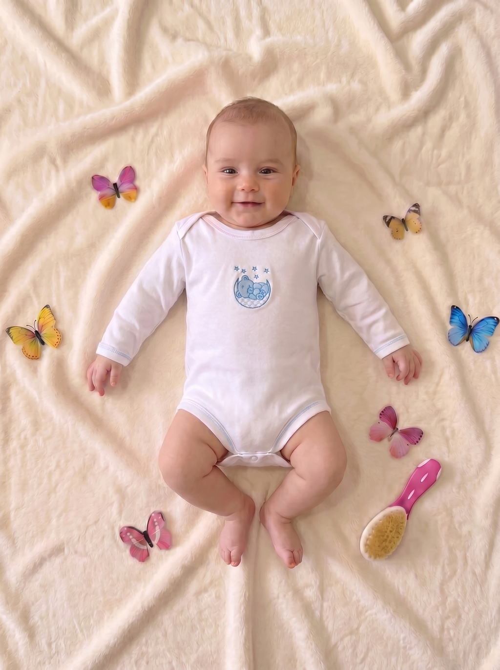 Lot de 3 Bodies Bébé Manche Longue – Bleu Ours