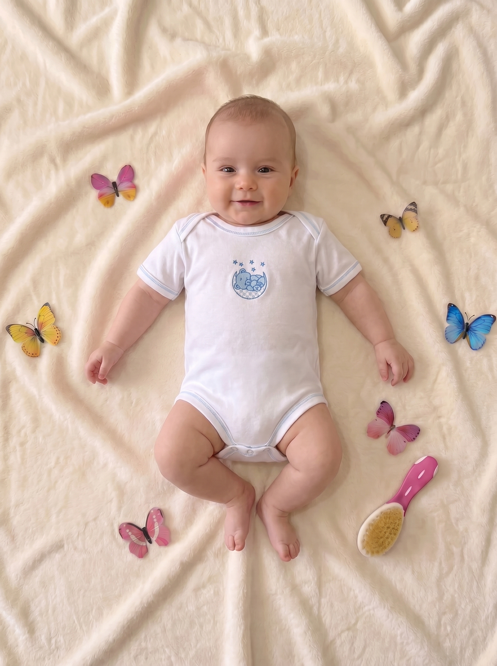 Lot de 3 Bodies Bébé Demi-Manche – Bleu Ours