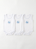 Lot de 3 Bodies Bébé Sans-Manche – Bleu Ours