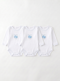 Lot de 3 Bodies Bébé Manche Longue – Bleu Ours