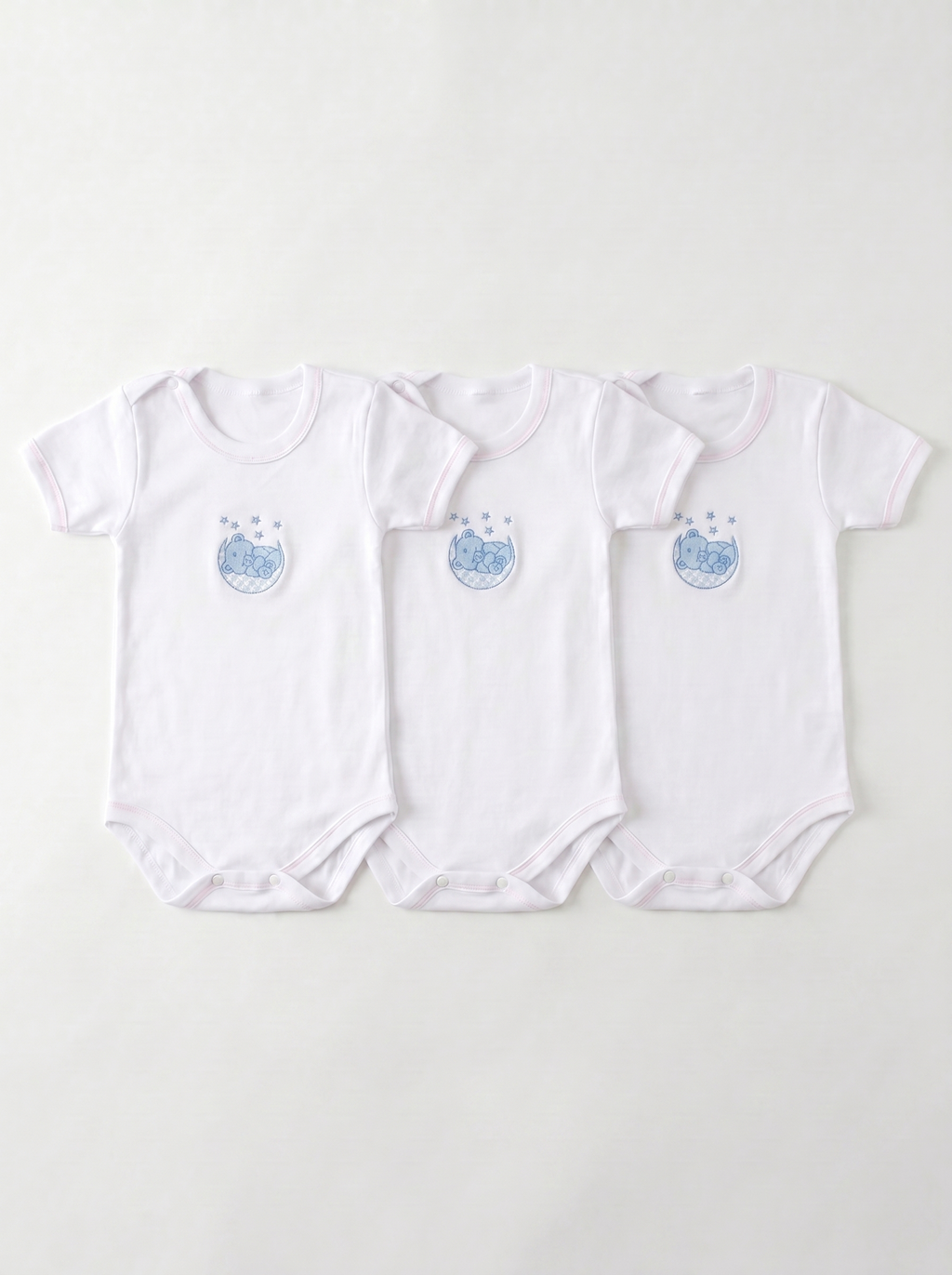 Lot de 3 Bodies Bébé Demi-Manche – Bleu Ours