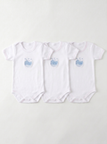 Lot de 3 Bodies Bébé Demi-Manche – Bleu Ours