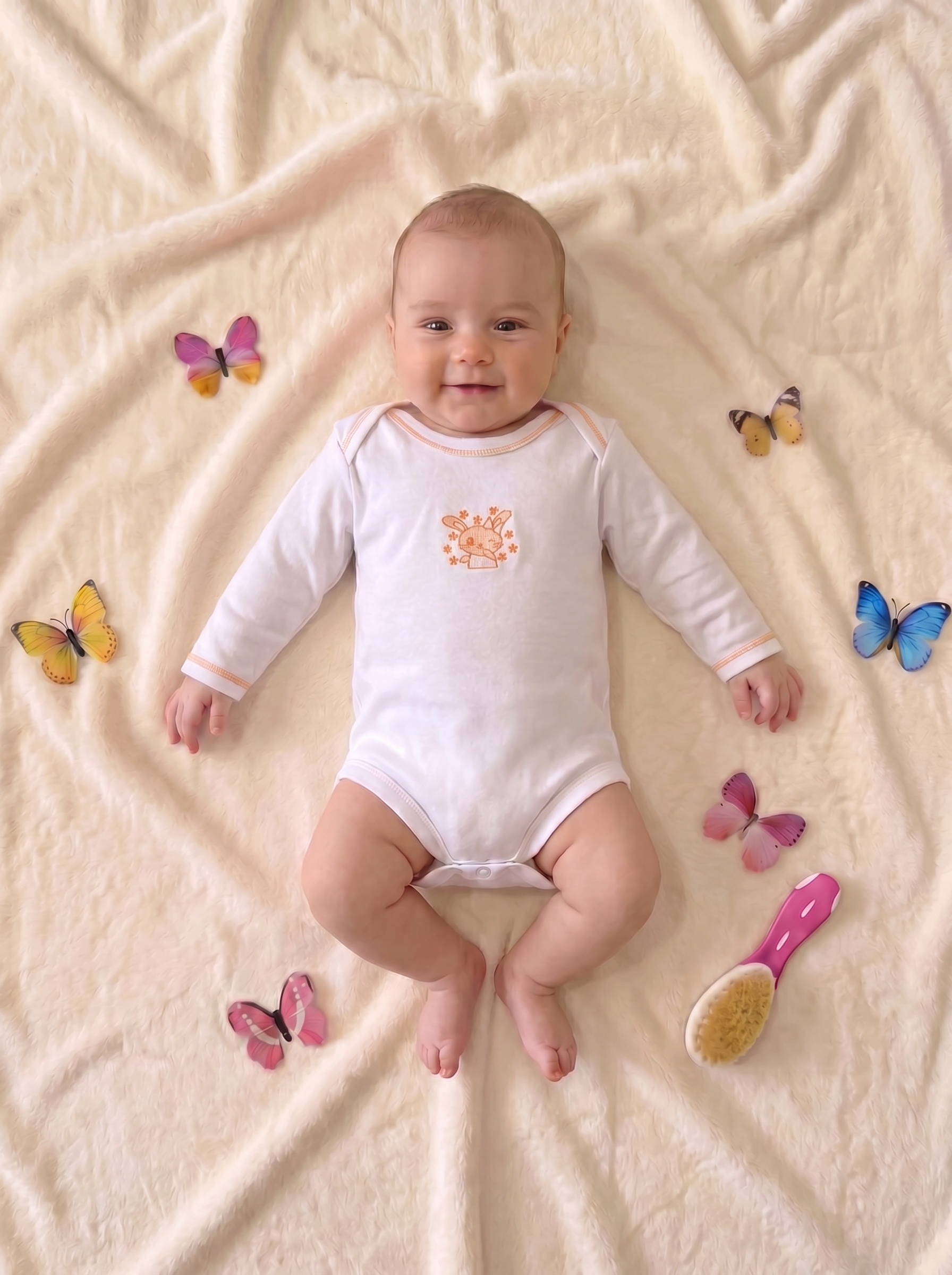 Lot de 3 Bodies Bébé Manche Longue – Saumon Lapin