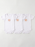 Lot de 3 Bodies Bébé Demi-Manche – Saumon Lapin