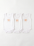 Lot de 3 Bodies Bébé Sans-Manche – Saumon Lapin