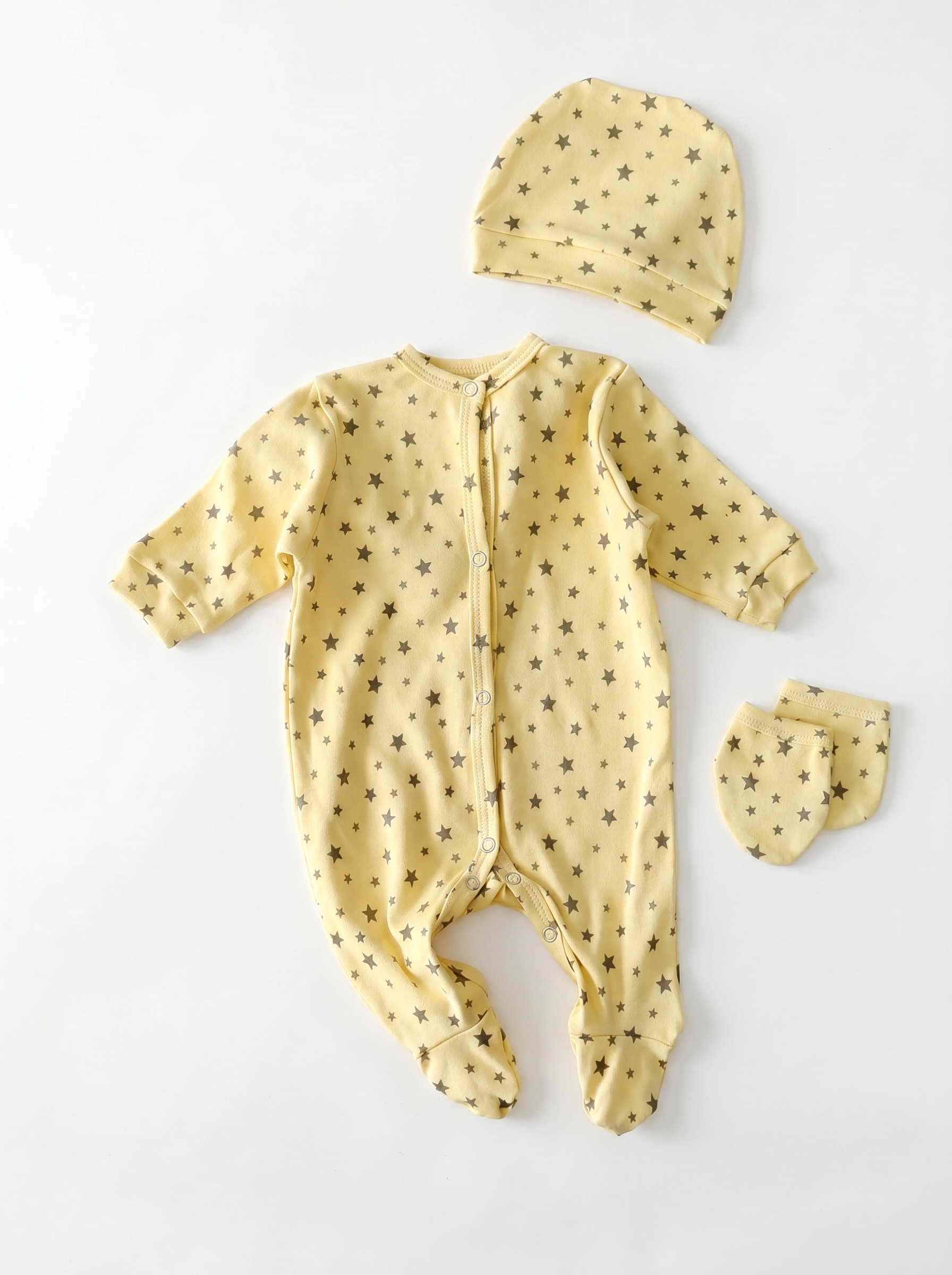 Grenouillère Bébé – Jaune Étoiles