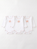 Lot de 3 Bodies Bébé Manche Longue – Saumon Lapin