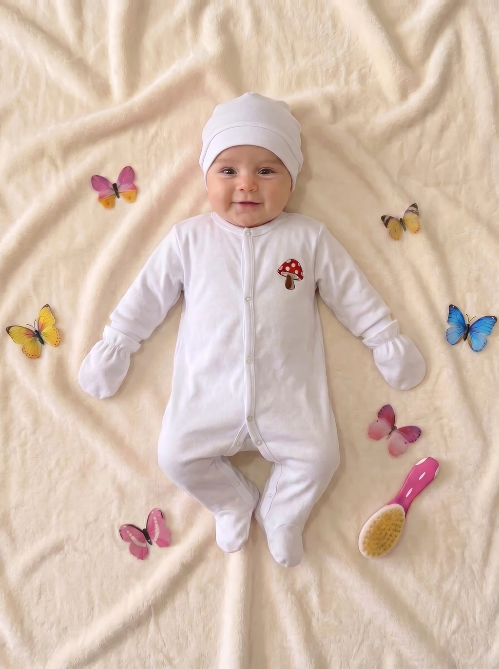 Grenouillère Bébé – Blanc Champignon