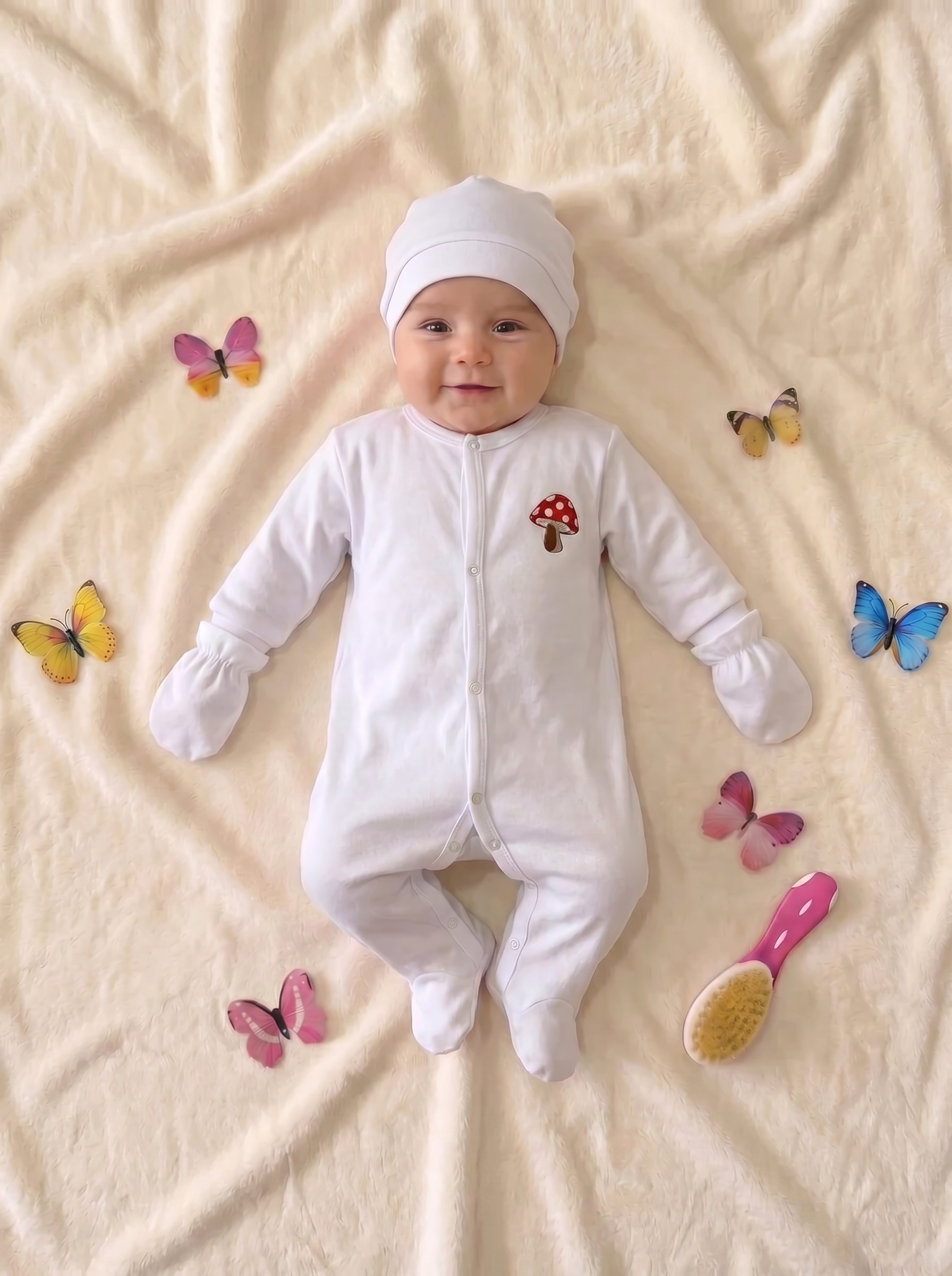 Grenouillère Bébé – Blanc Champignon