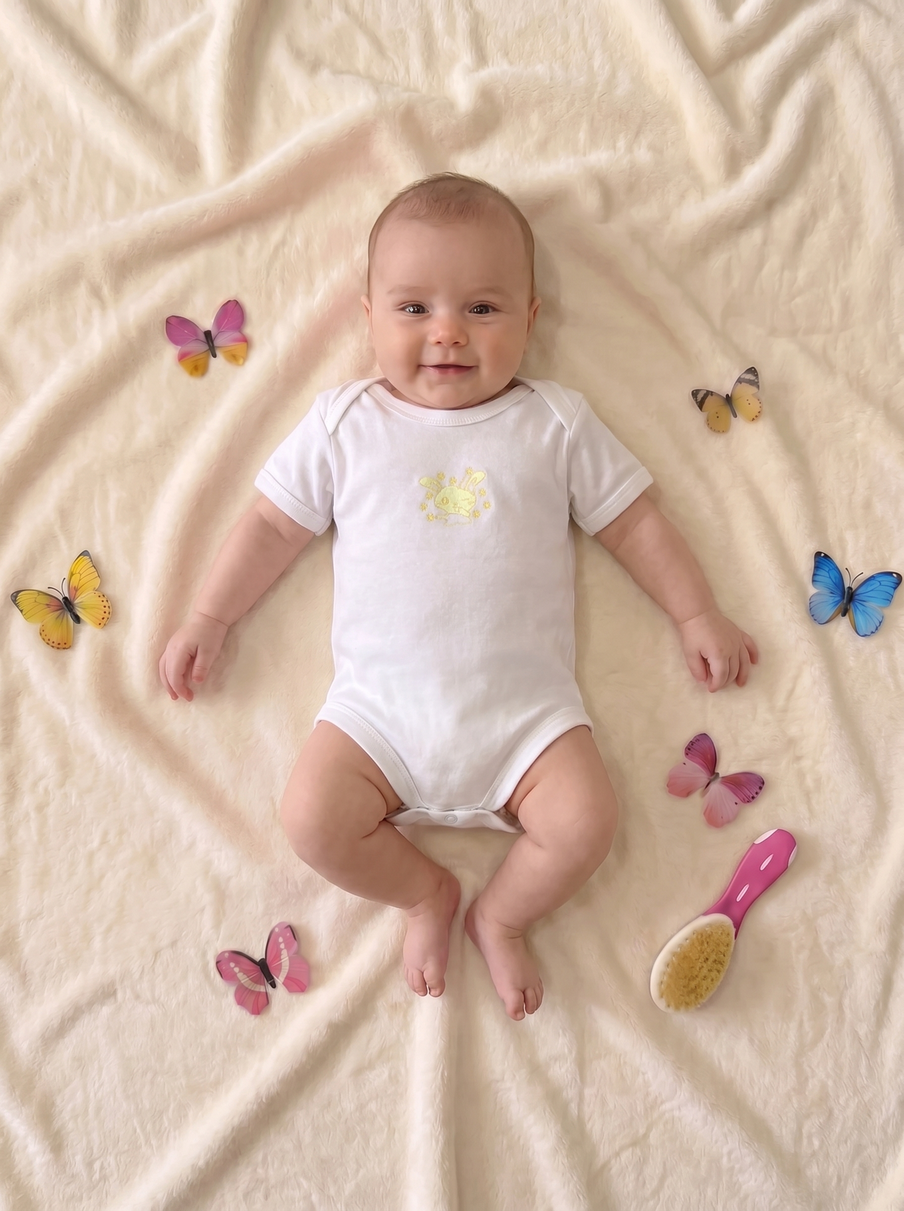 Lot de 3 Bodies Bébé Demi-Manche – Jaune Lapin