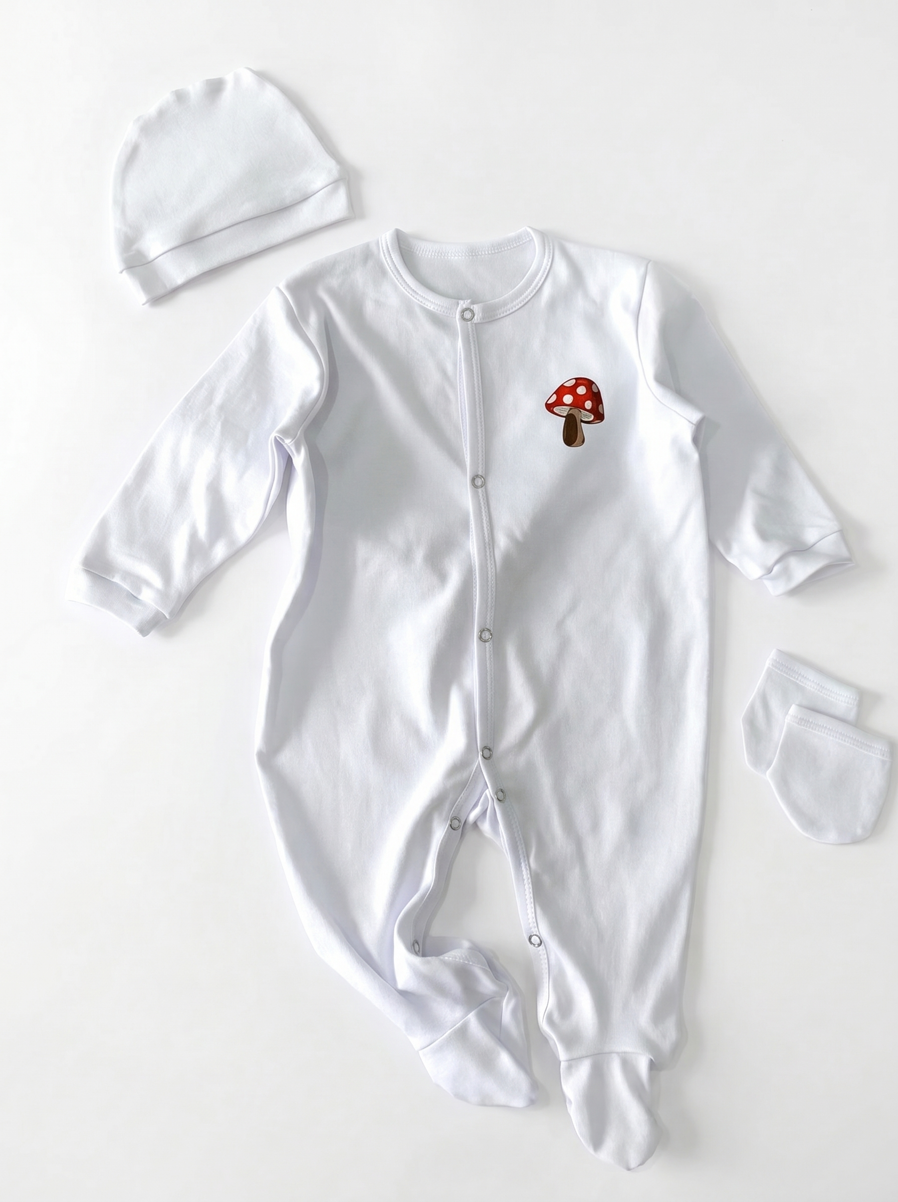 Grenouillère Bébé – Blanc Champignon