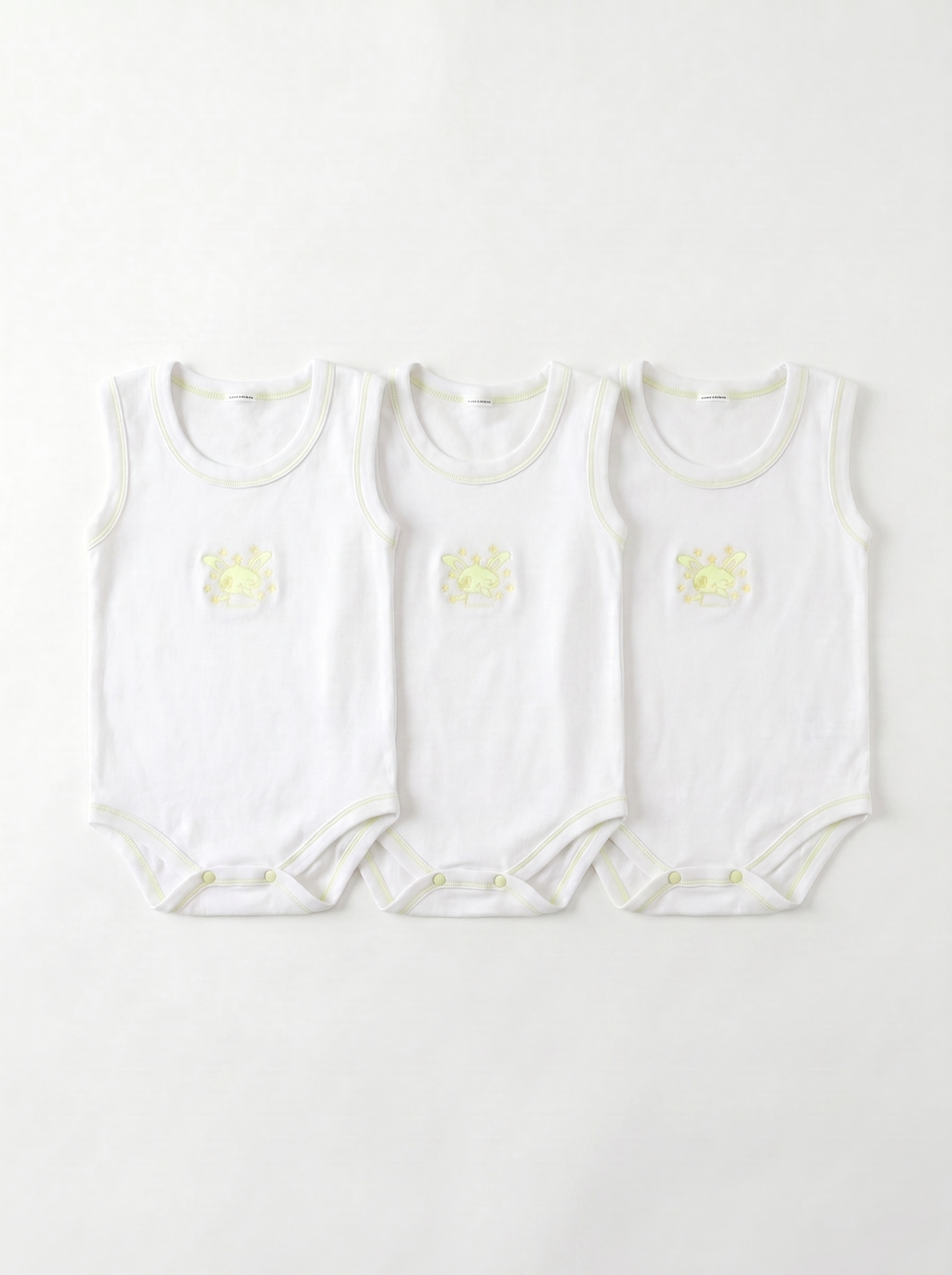 Lot de 3 Bodies Bébé Sans-Manche – Jaune Lapin