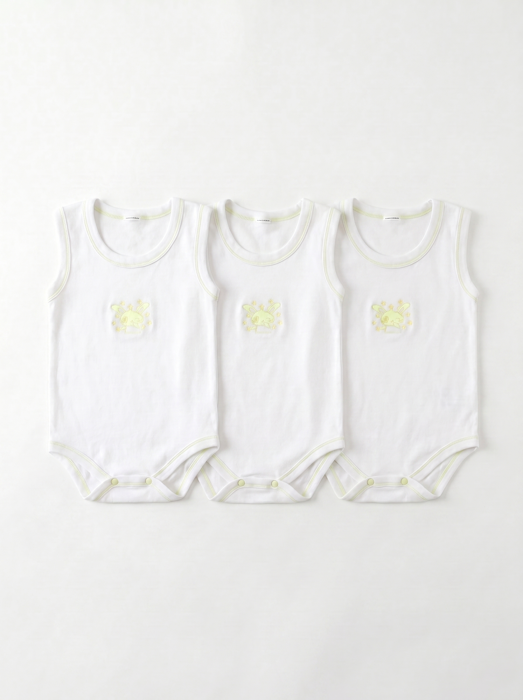 Lot de 3 Bodies Bébé Sans-Manche – Jaune Lapin