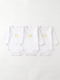 Lot de 3 Bodies Bébé Manche Longue – Jaune Lapin