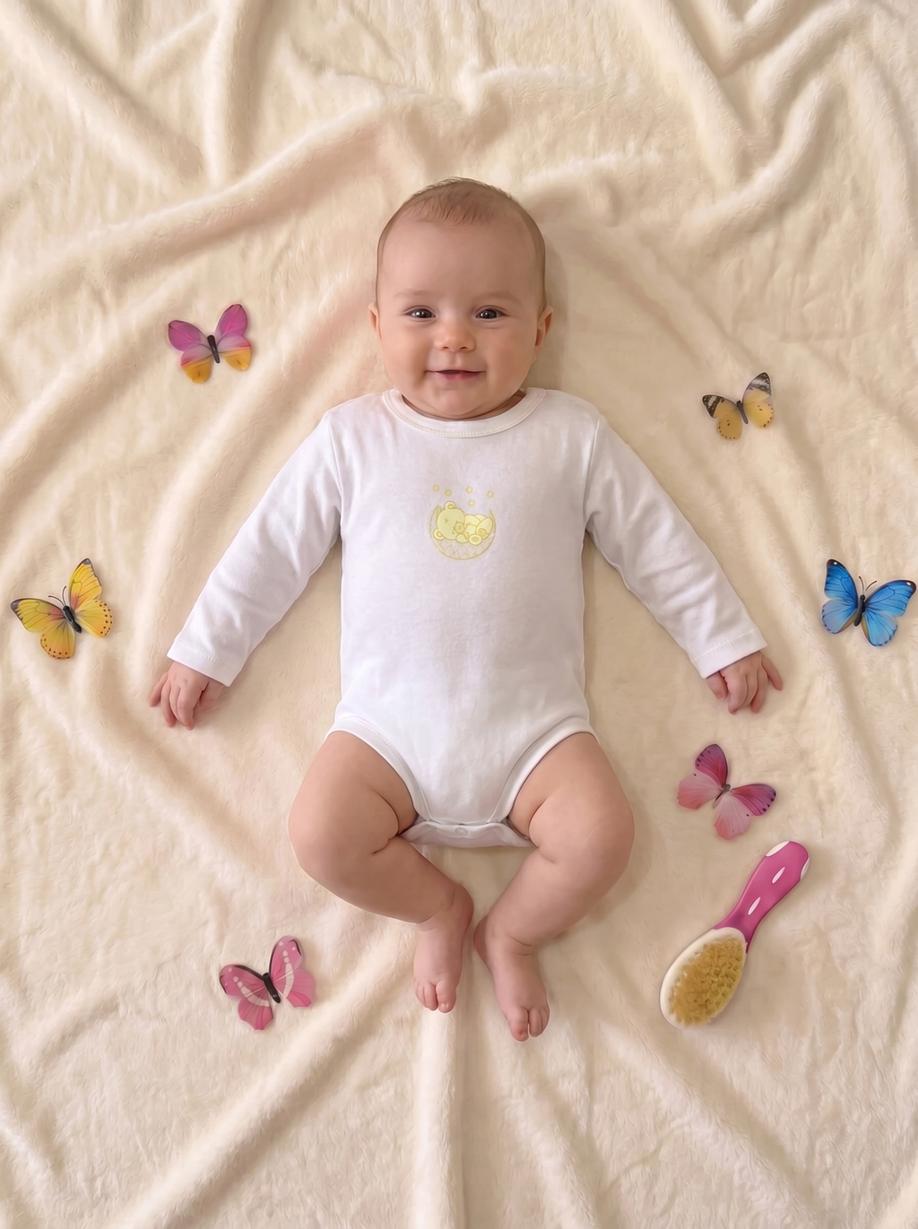 Lot de 3 Bodies Bébé Manche Longue – Jaune Ours