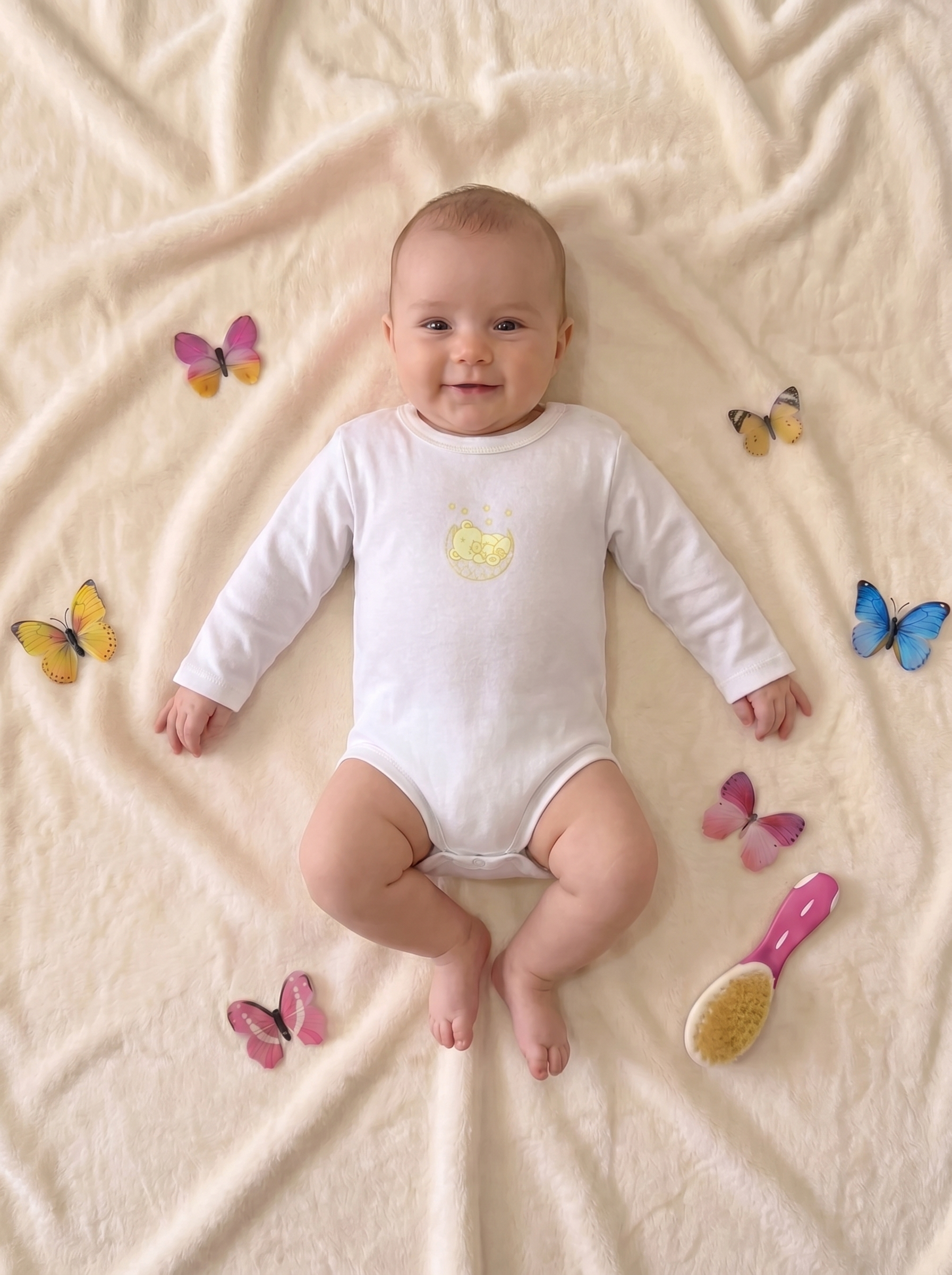 Lot de 3 Bodies Bébé Manche Longue – Jaune Ours