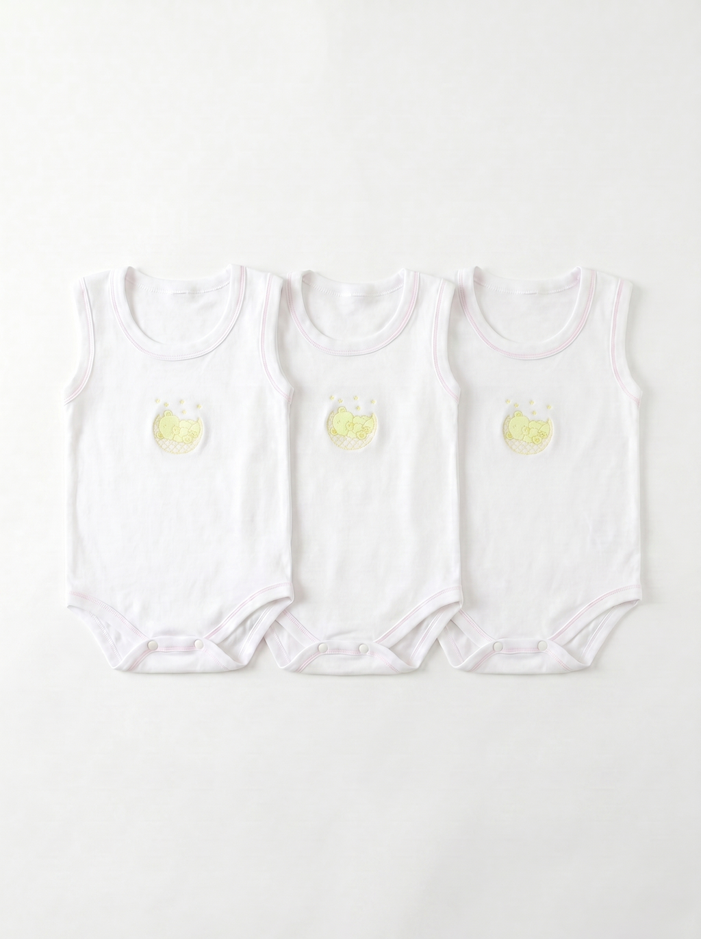 Lot de 3 Bodies Bébé Sans-Manche – Jaune Ours