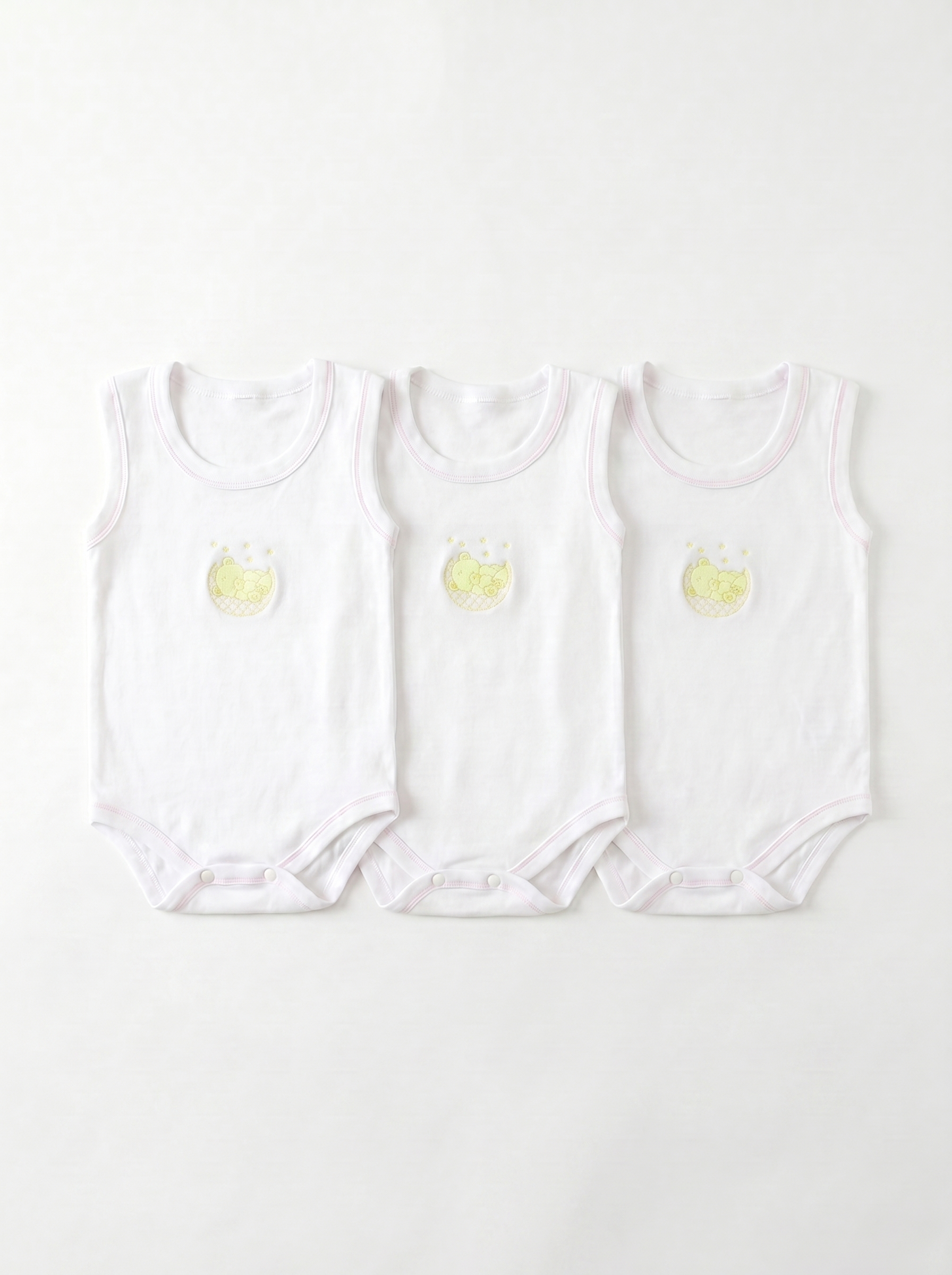 Lot de 3 Bodies Bébé Sans-Manche – Jaune Ours