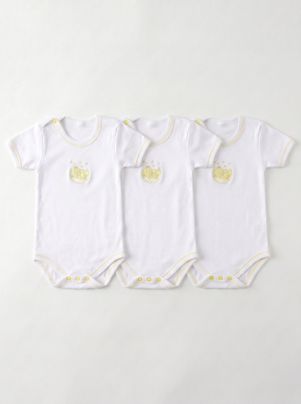 Lot de 3 Bodies Bébé Demi-Manche – Jaune Ours
