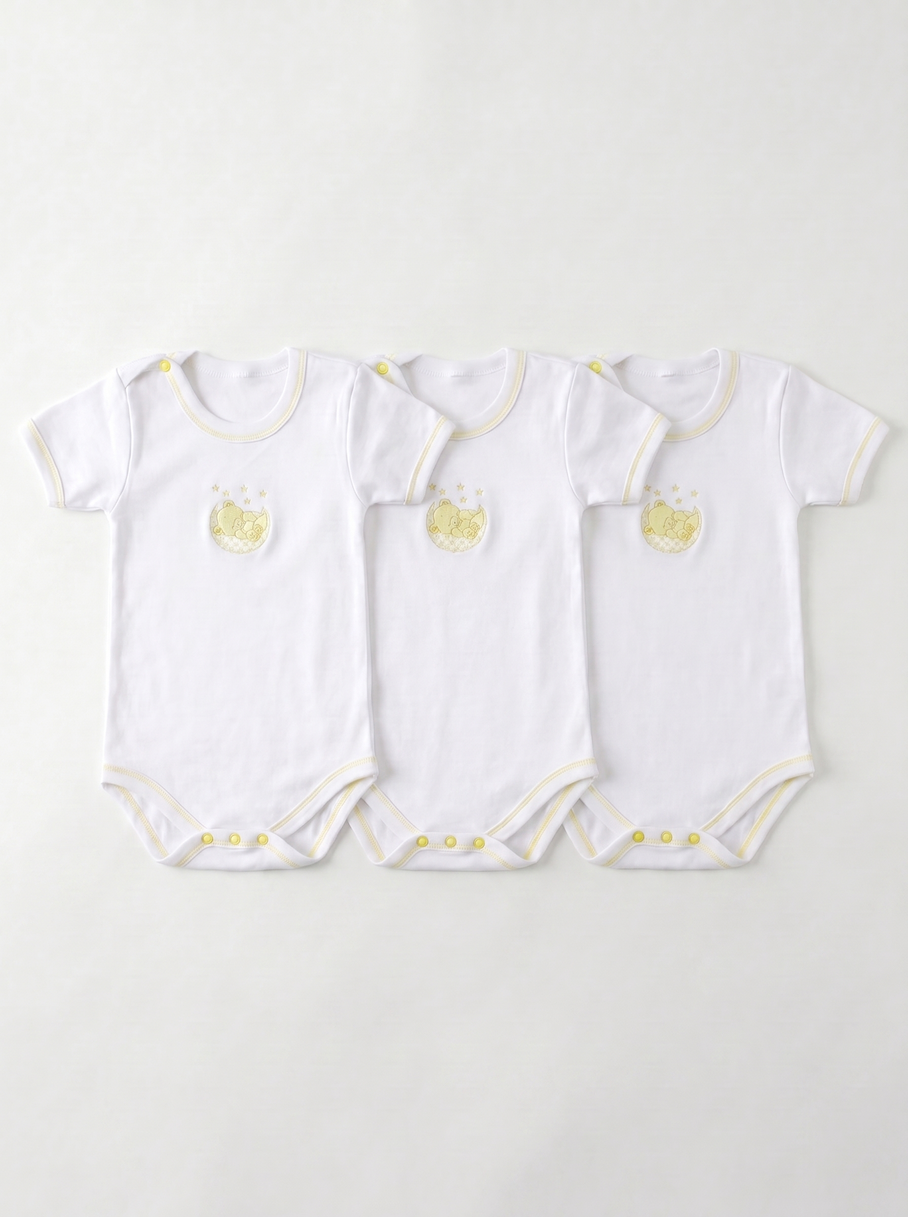 Lot de 3 Bodies Bébé Demi-Manche – Jaune Ours