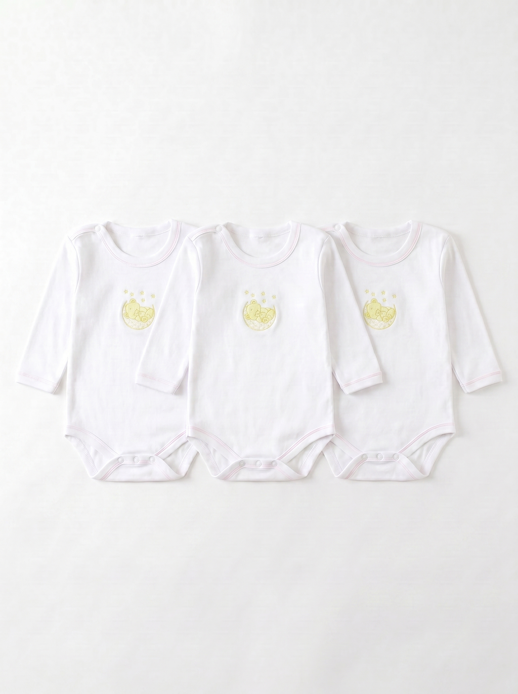 Lot de 3 Bodies Bébé Manche Longue – Jaune Ours