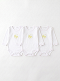 Lot de 3 Bodies Bébé Manche Longue – Jaune Ours