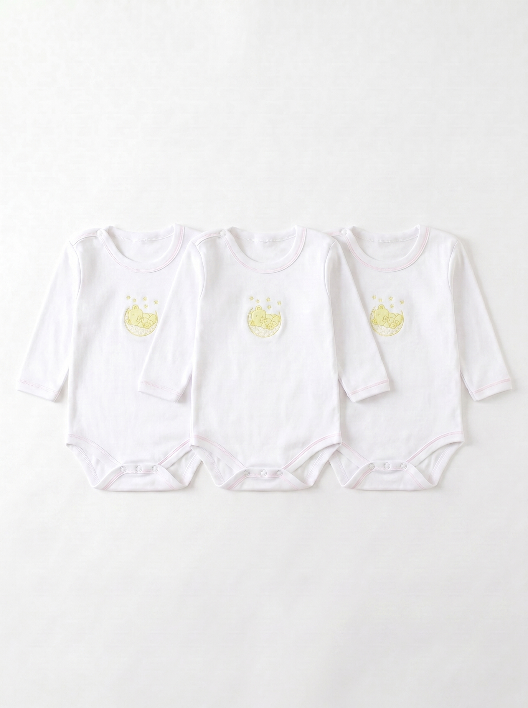 Lot de 3 Bodies Bébé Manche Longue – Jaune Ours