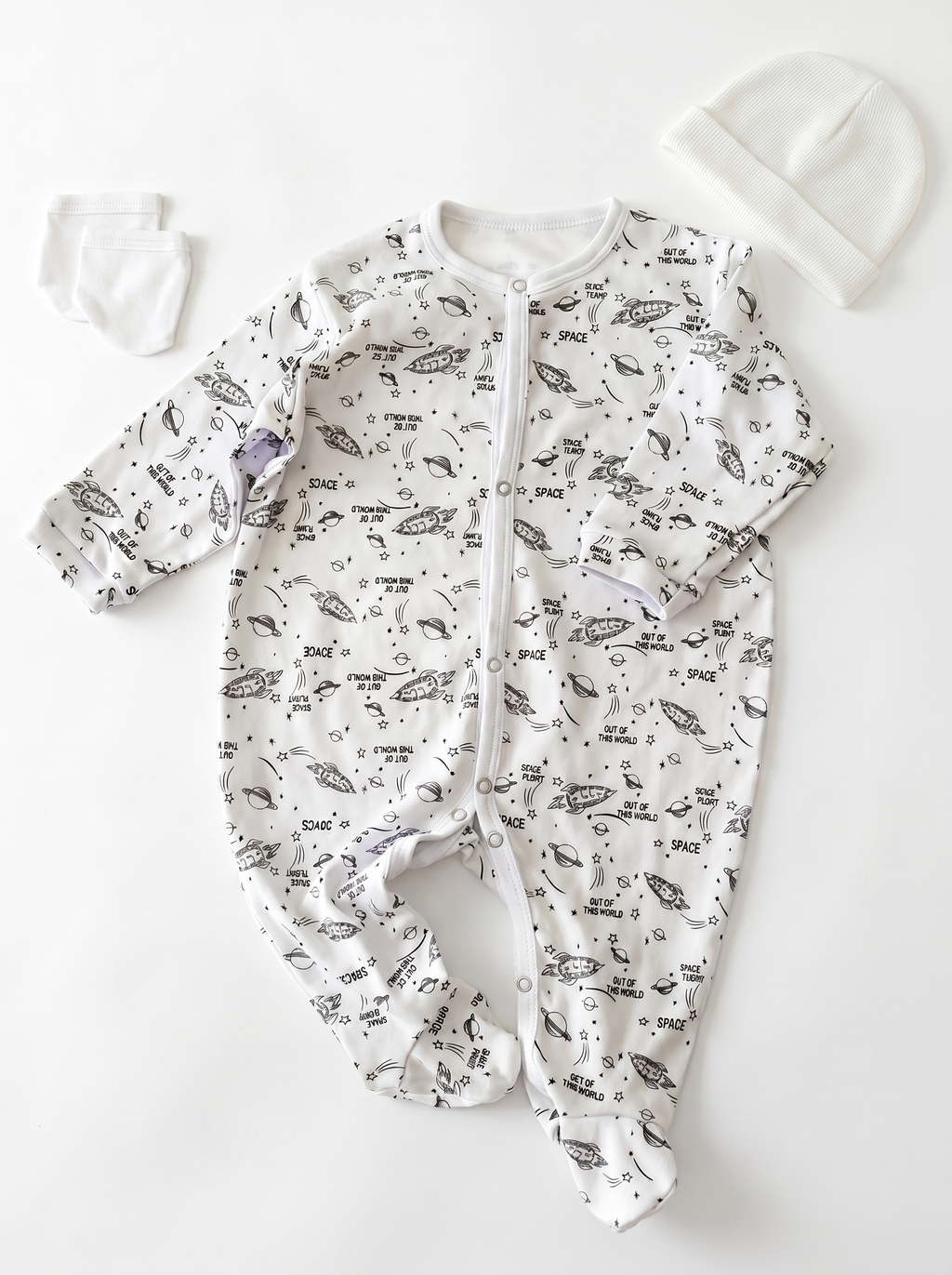 Grenouillère Bébé – Blanc Galaxie