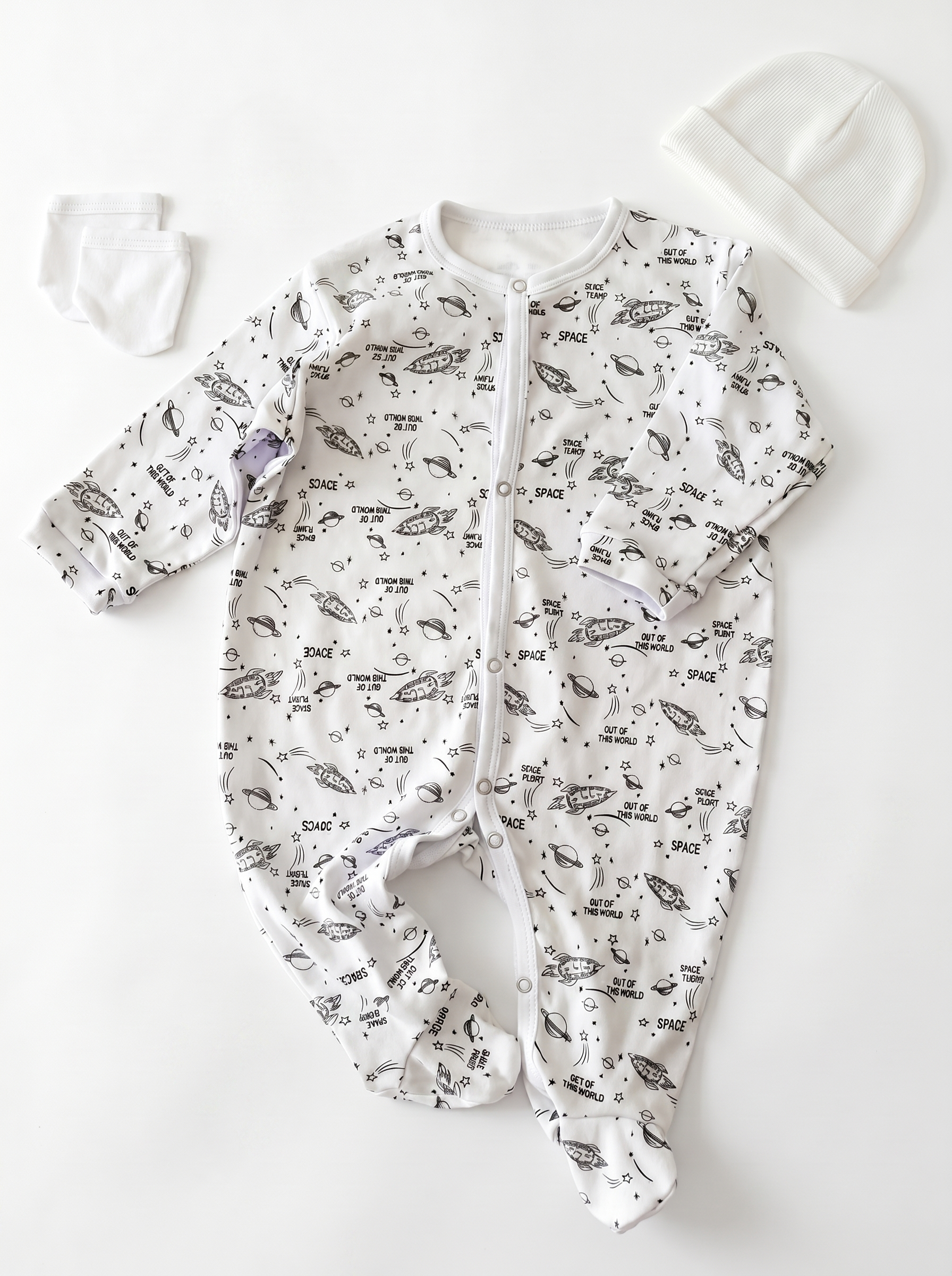 Grenouillère Bébé – Blanc Galaxie
